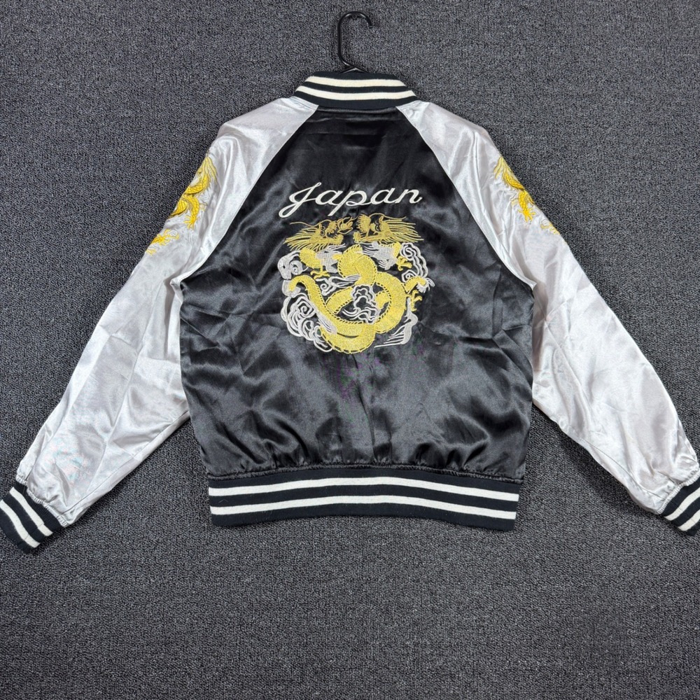 Six-Star Japan Sukajan Souvenir Varsity Bomber Jacket Mens M Dragon Embroidered